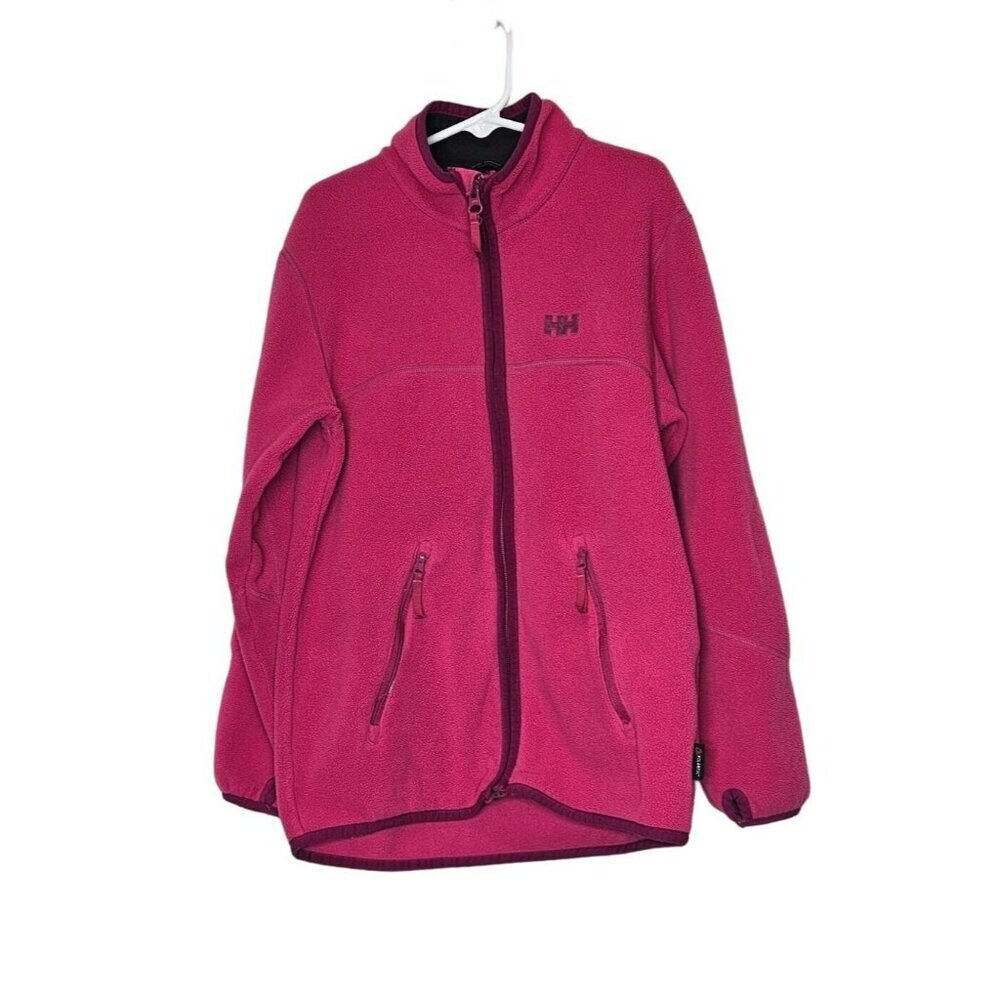 Helly Hansen Pink Fleece Jacket 100% Polyester Full Zip Thumbholes‎ Sz 9 9 years
